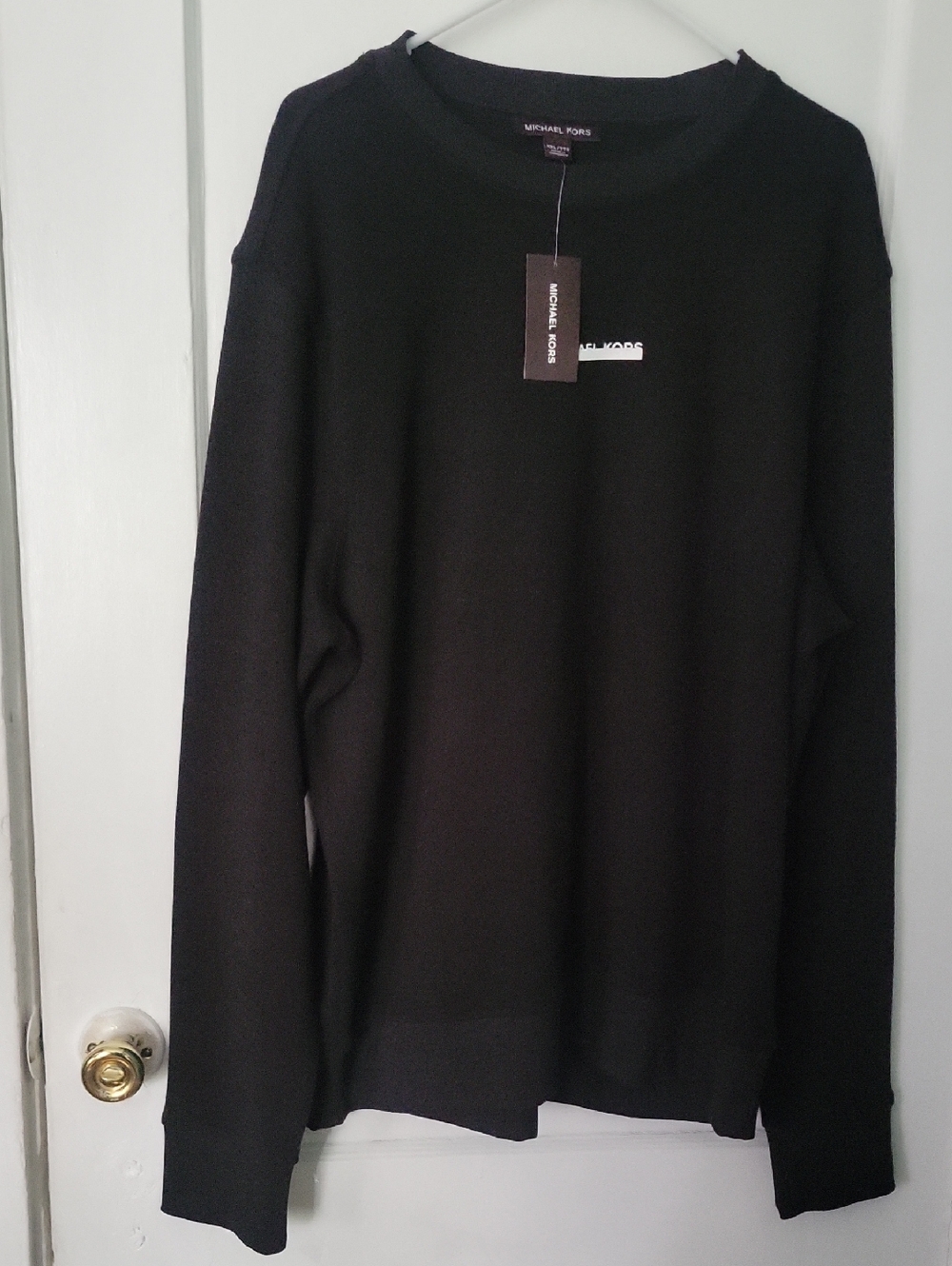 Michael Kors Men's Black Crewneck Sweater with Subtle Logo